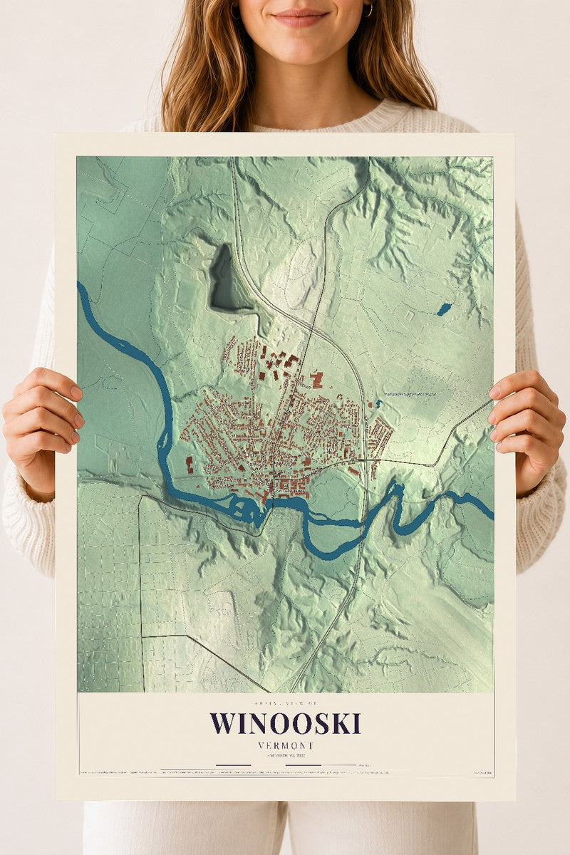 Winooski, Vermont map print - 18 x 24 archival matte print