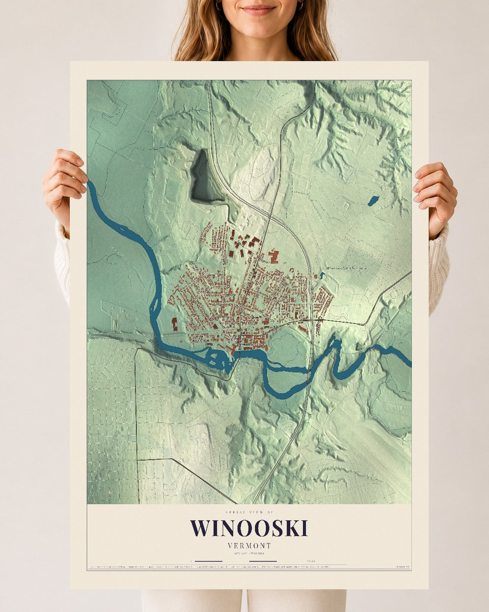 Winooski, Vermont map print - 24 x 36 archival matte print