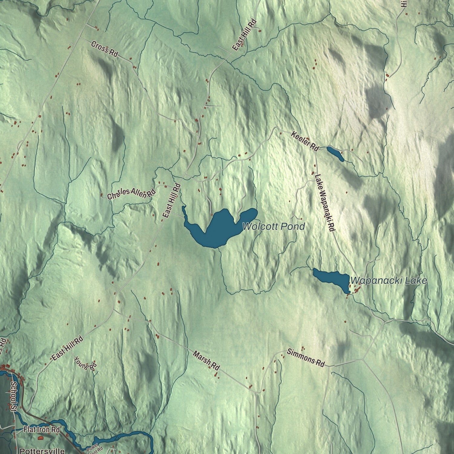 Terrain and local geography detail from the Wolcott, Vermont map