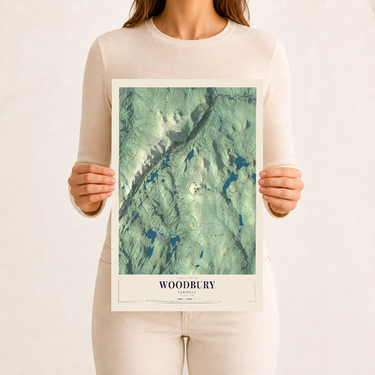 Woodbury, Vermont map print - 12 x 18 archival matte print