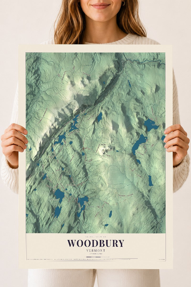 Woodbury, Vermont map print - 18 x 24 archival matte print
