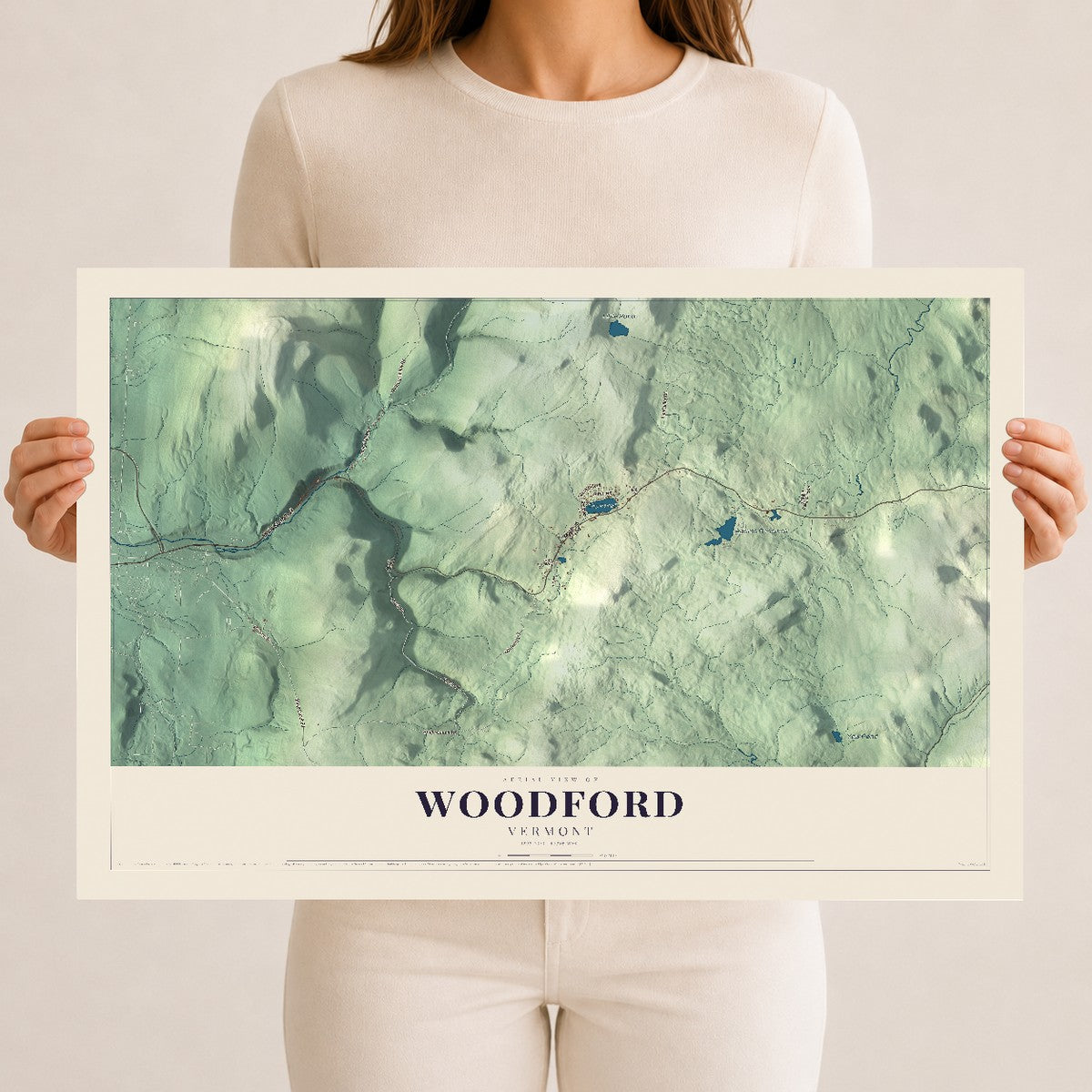 Map of Woodford, Vermont, 12 x 18 inch unframed archival matte print