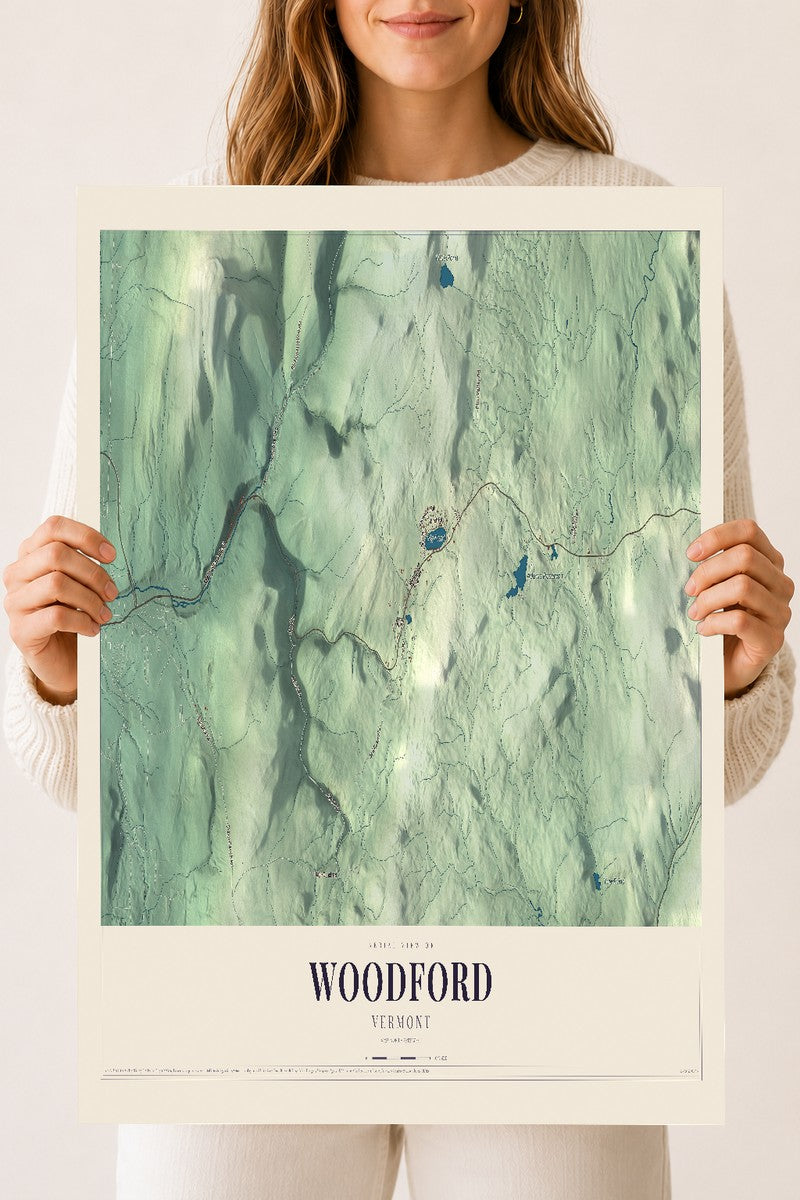 Woodford, Vermont map print - 18 x 24 archival matte print