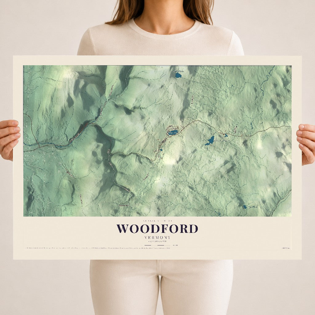 Map of Woodford, Vermont, 18 x 24 inch unframed archival matte print