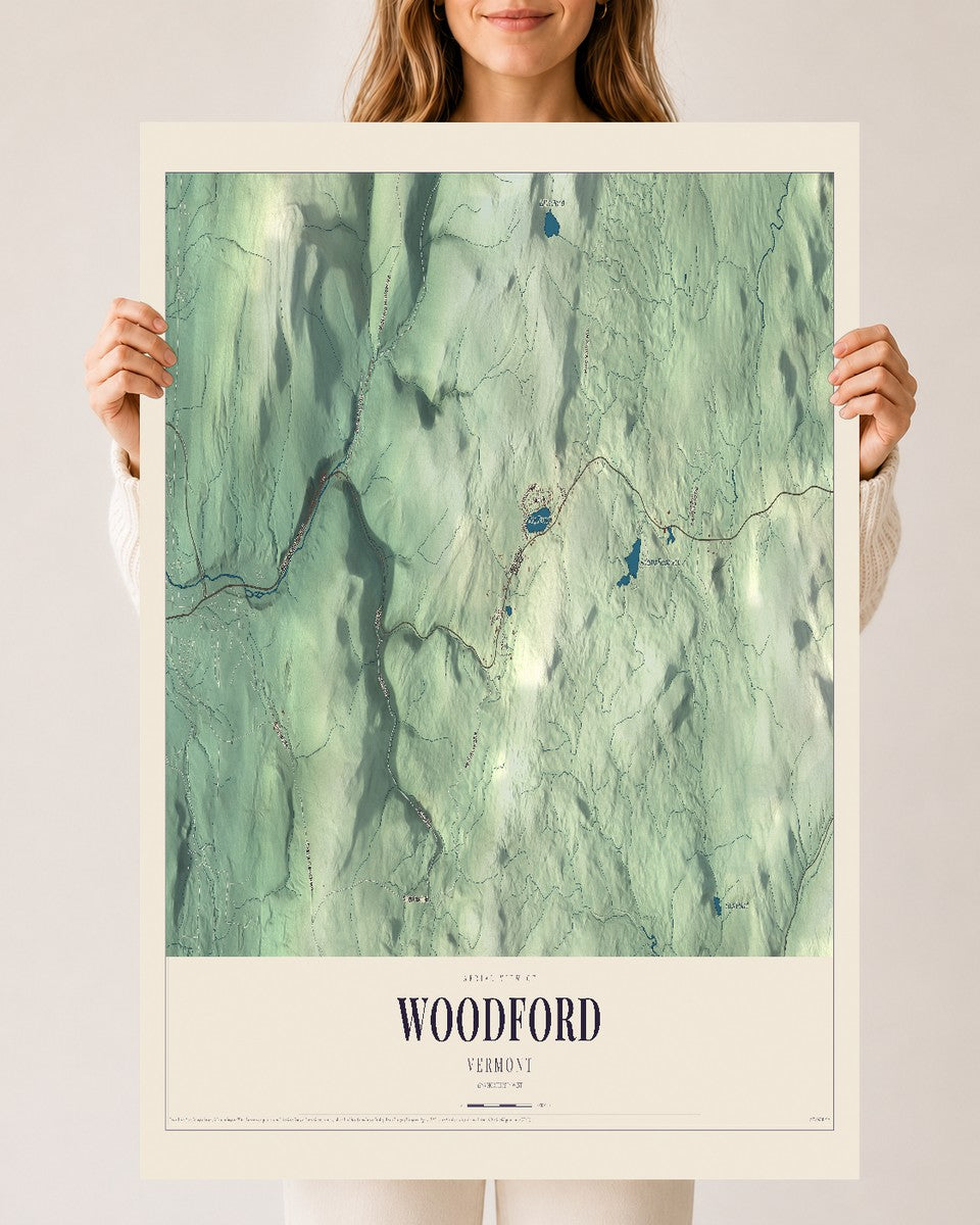Woodford, Vermont map print - 24 x 36 archival matte print