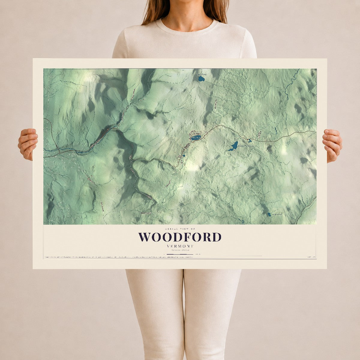 Map of Woodford, Vermont, 24 x 36 inch unframed archival matte print