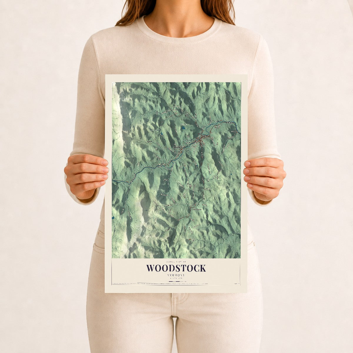 Woodstock, Vermont map print - 12 x 18 archival matte print