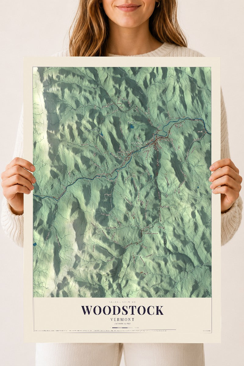 Woodstock, Vermont map print - 18 x 24 archival matte print