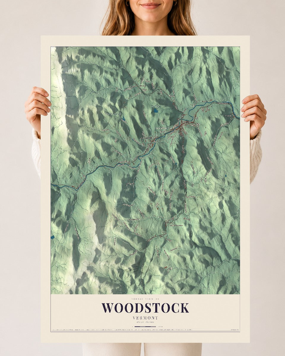 Woodstock, Vermont map print - 24 x 36 archival matte print