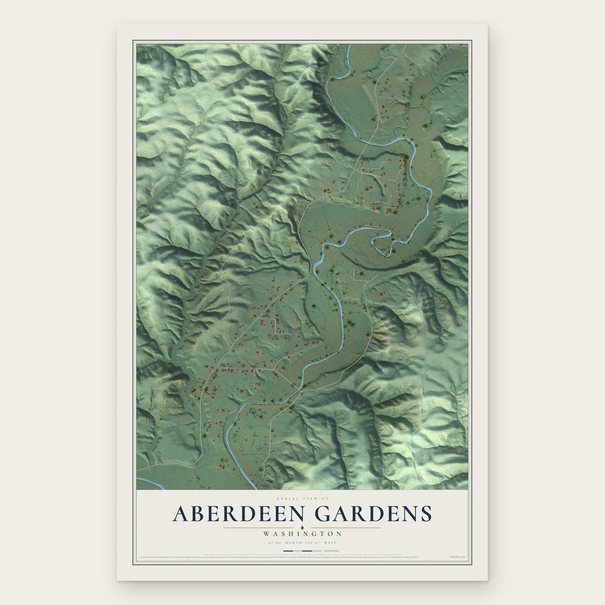 Aberdeen Gardens, Washington map print, the full design