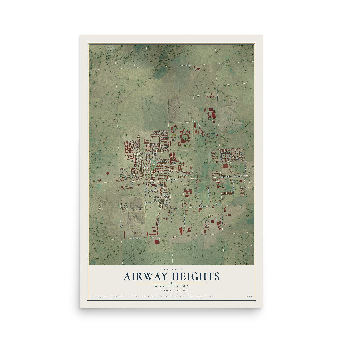 Map of Airway Heights, Washington, 12 x 18 inch unframed archival matte print