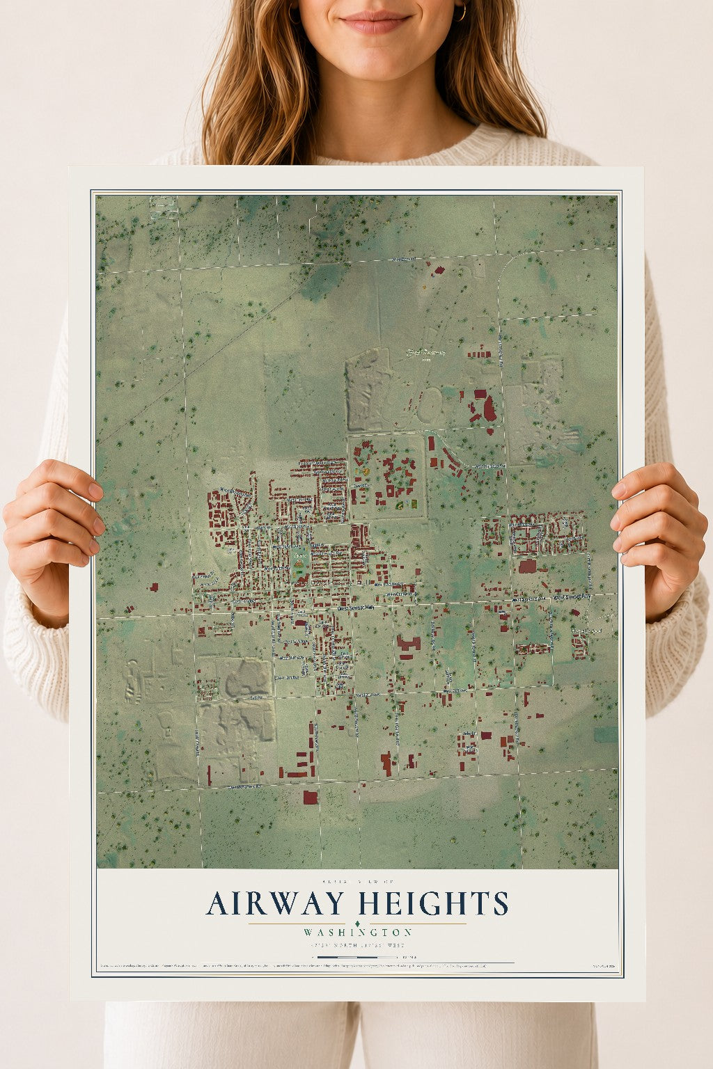 Map of Airway Heights, Washington, 18 x 24 inch unframed archival matte print