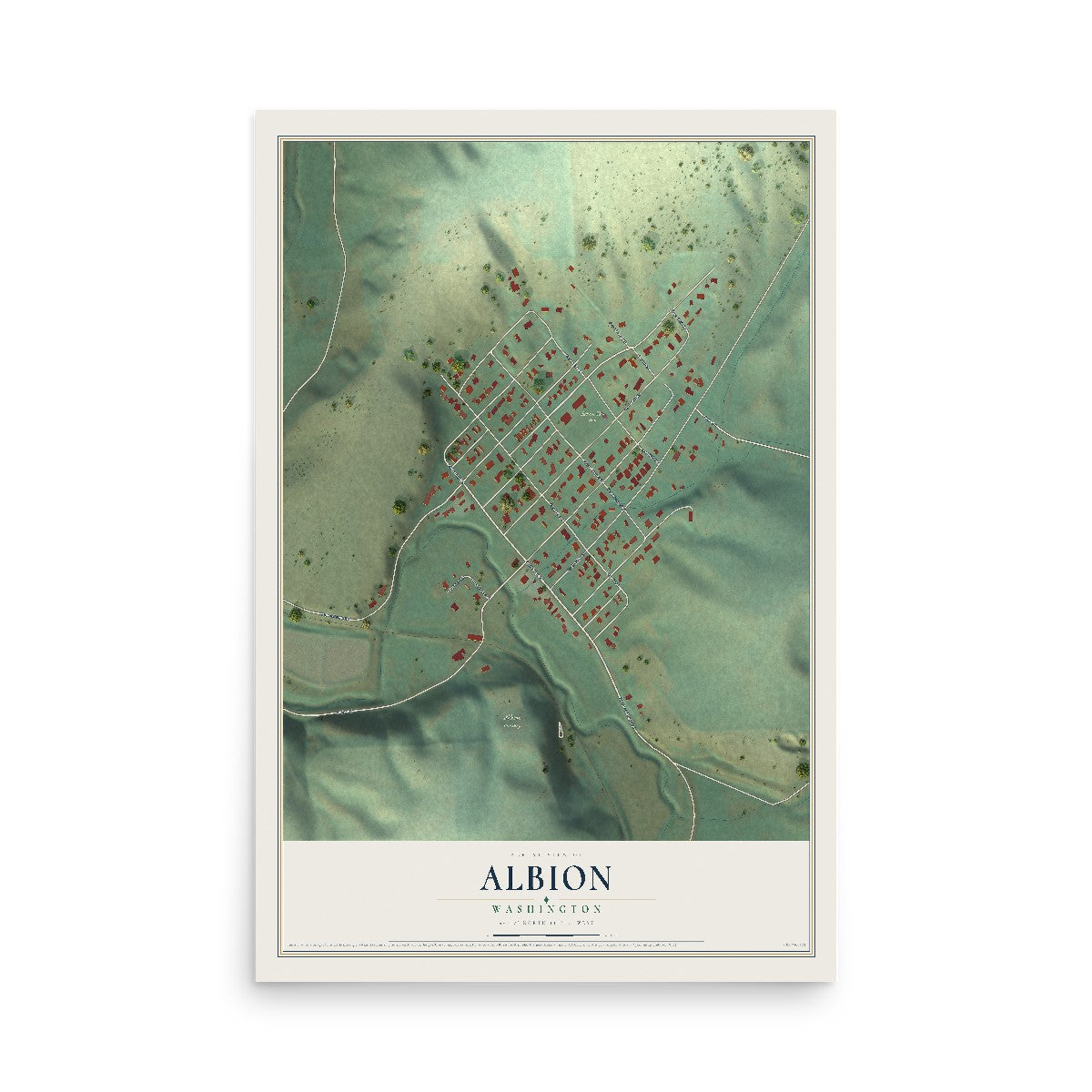 Map of Albion, Washington, 12 x 18 inch unframed archival matte print