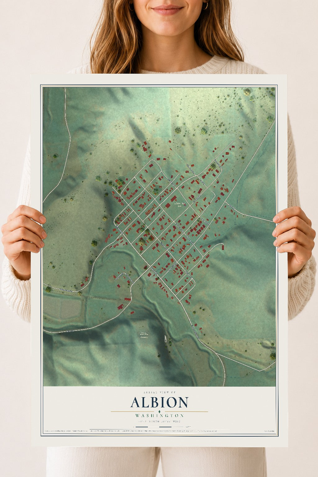 Map of Albion, Washington, 18 x 24 inch unframed archival matte print