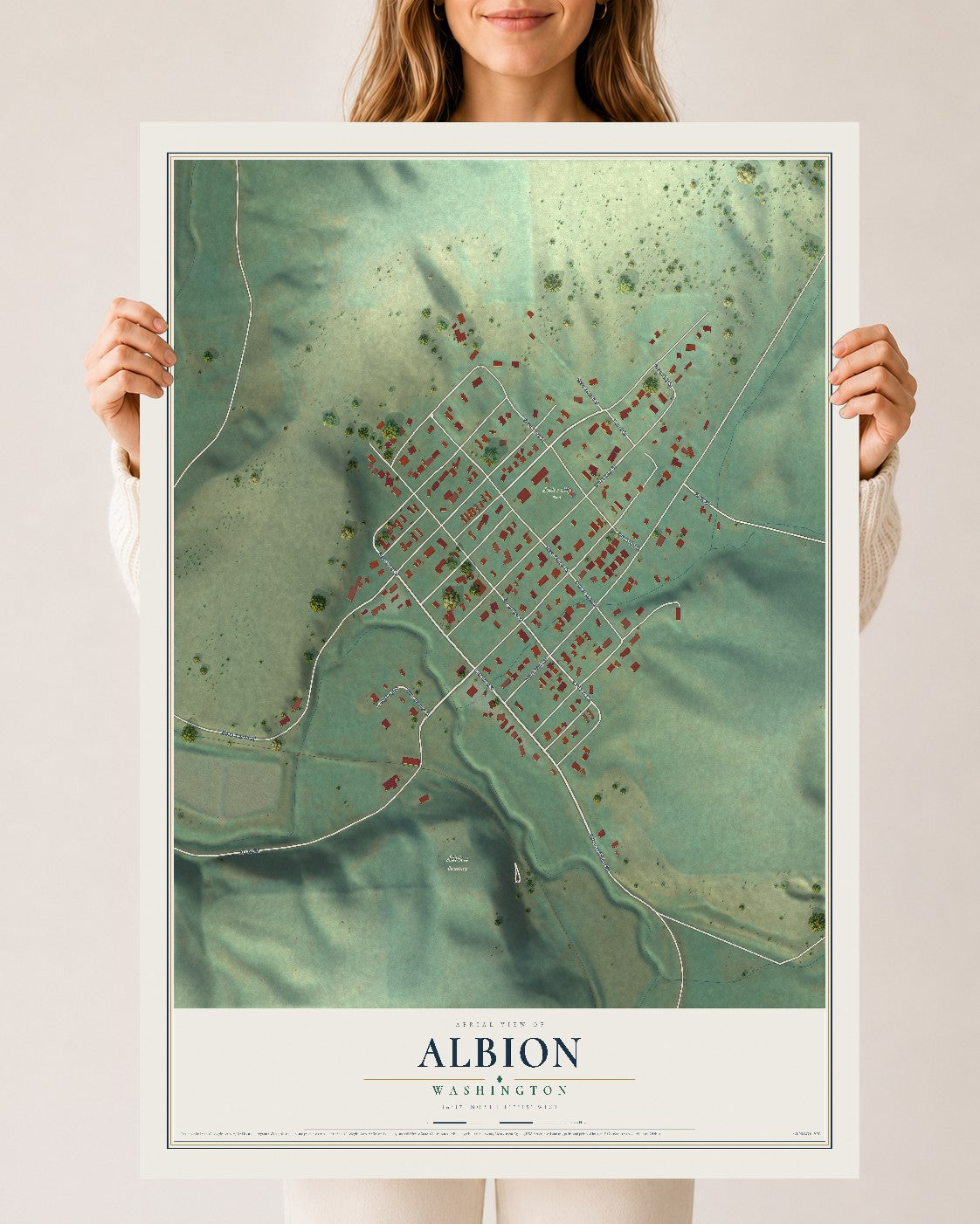 Map of Albion, Washington, 24 x 36 inch unframed archival matte print