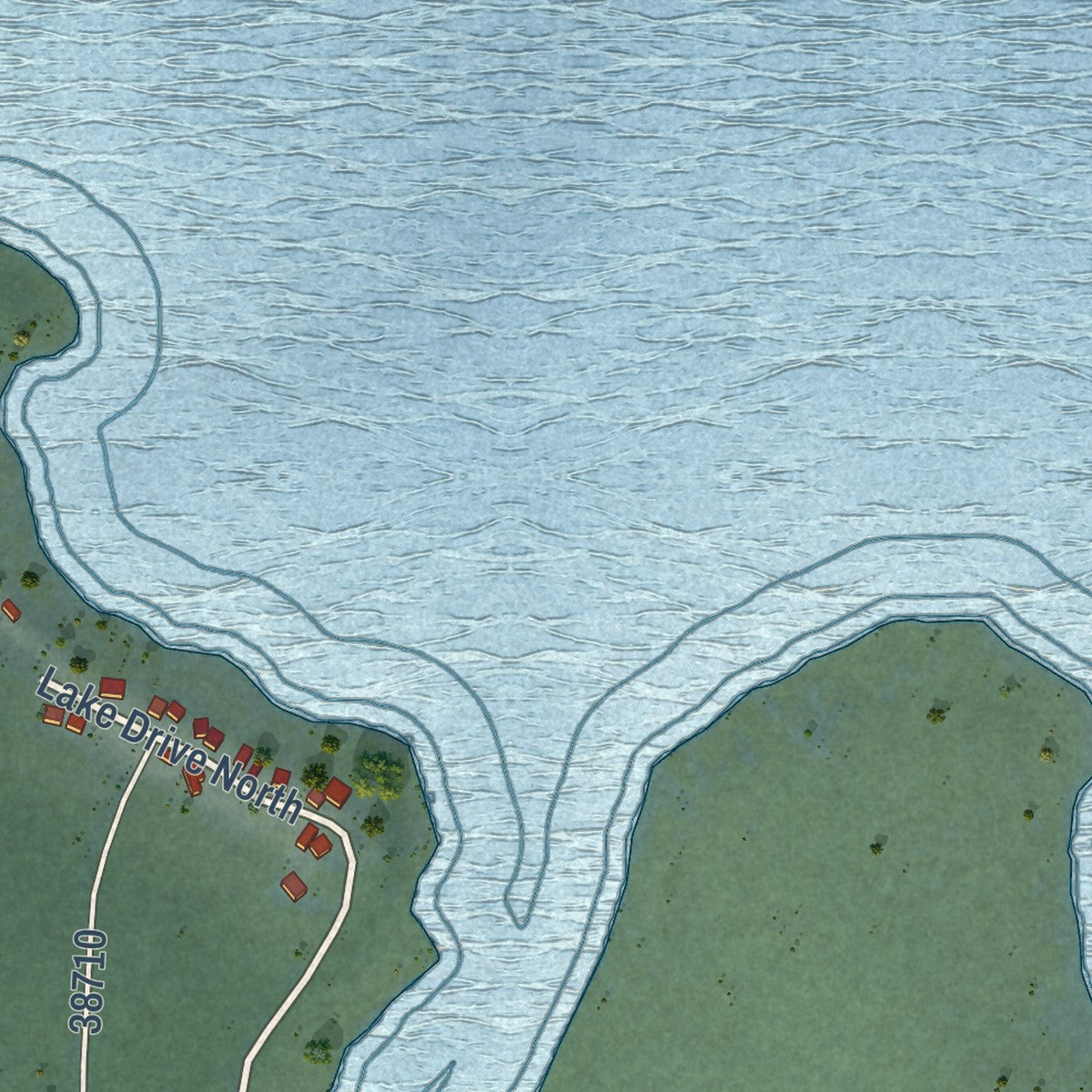 Close-up of the map of Amanda Park, Washington print showing street and building detail