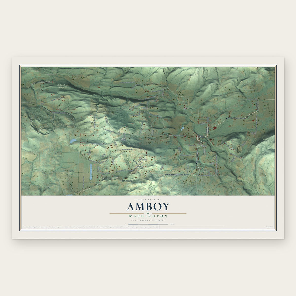 Amboy, Washington map print, the full design
