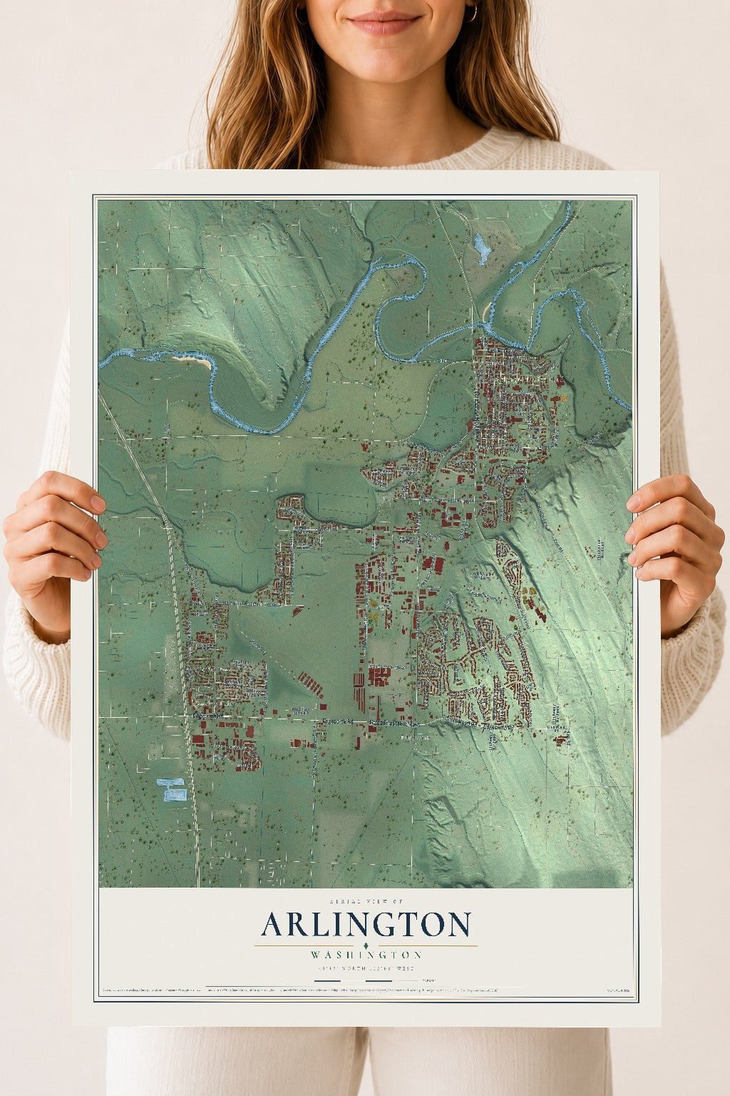 Map of Arlington, Washington, 18 x 24 inch unframed archival matte print