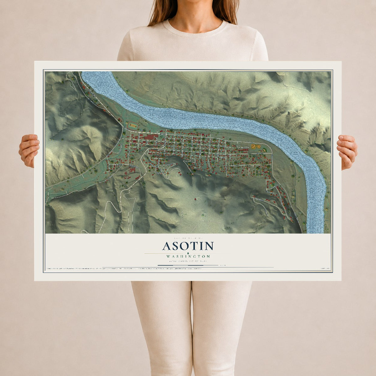 Map of Asotin, Washington, 24 x 36 inch unframed archival matte print