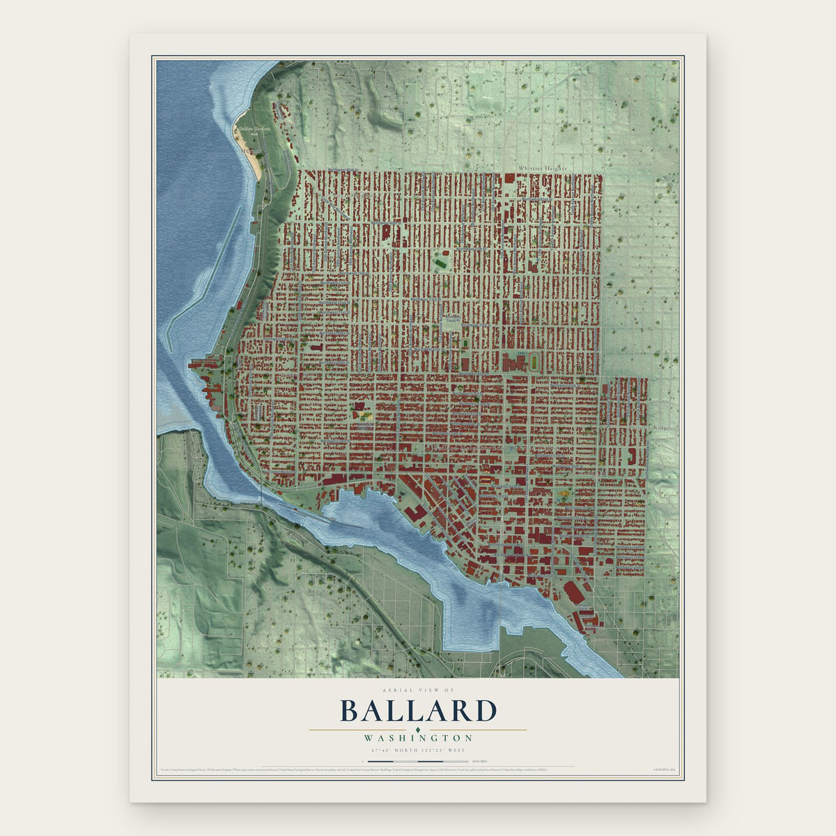 Ballard, Washington map print, the full design
