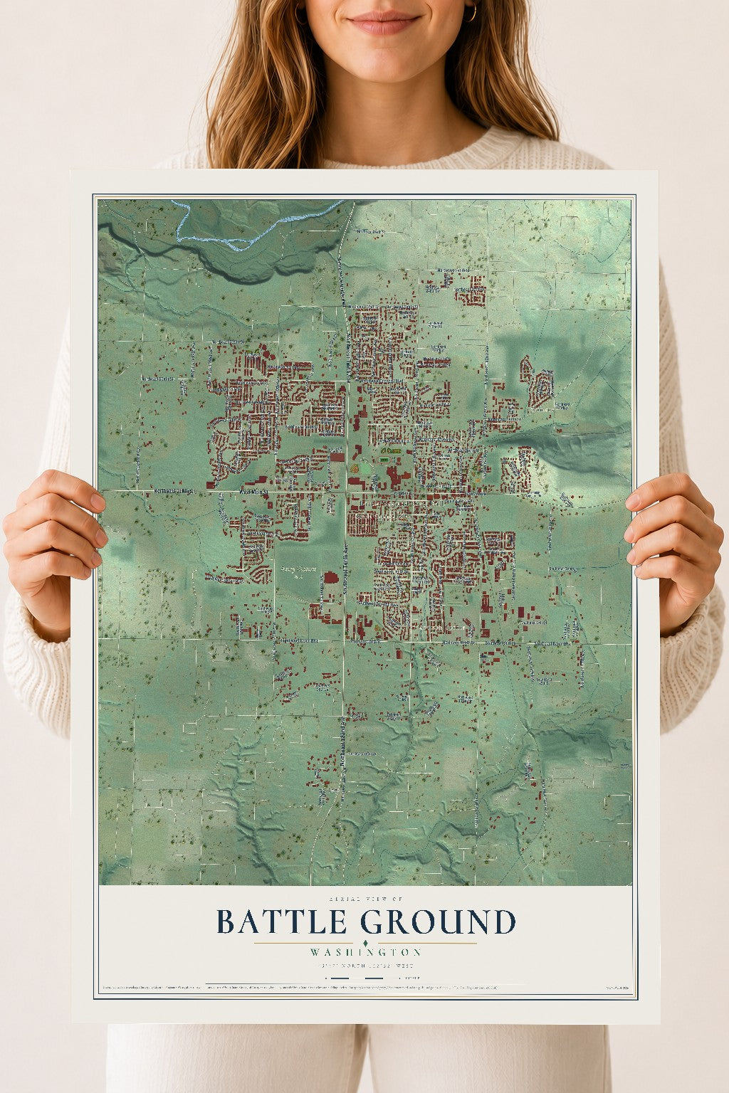 Map of Battle Ground, Washington, 18 x 24 inch unframed archival matte print