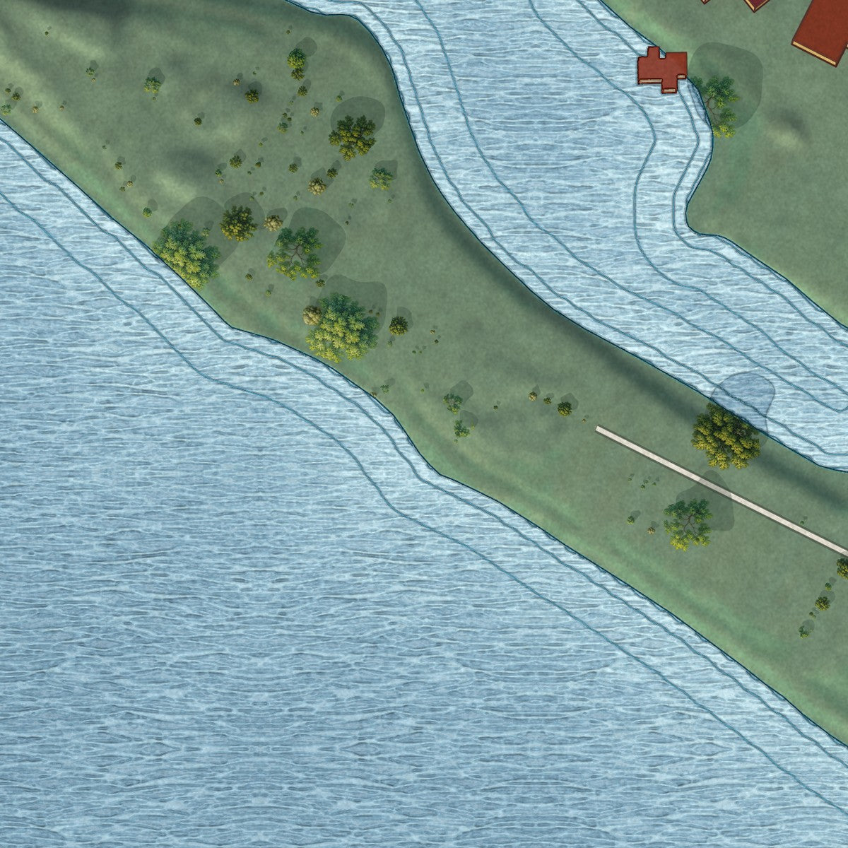 Second close-up of the map of Bingen, Washington print showing more streets and buildings