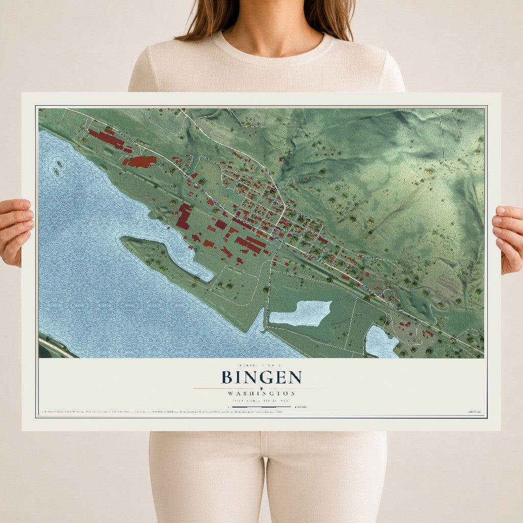 Map of Bingen, Washington, 18 x 24 inch unframed archival matte print