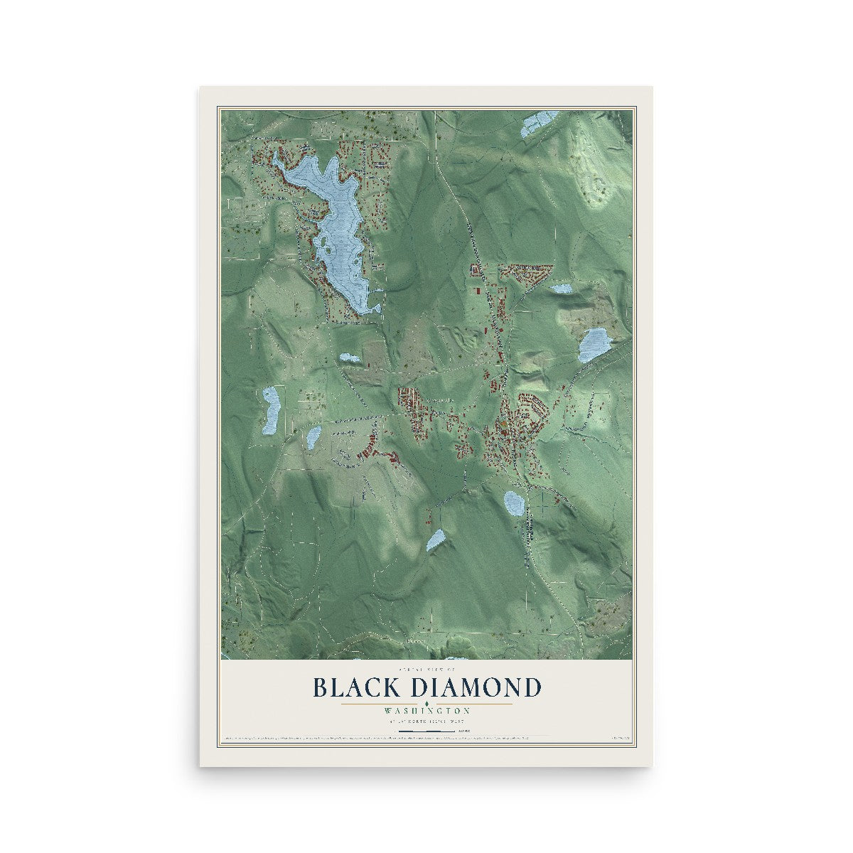 Map of Black Diamond, Washington, 12 x 18 inch unframed archival matte print