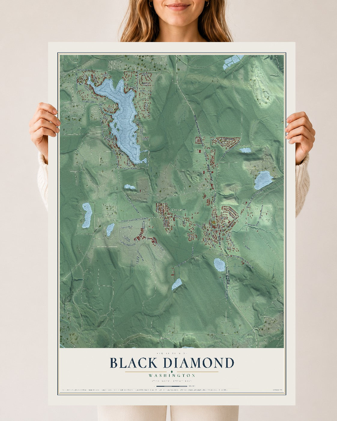 Map of Black Diamond, Washington, 24 x 36 inch unframed archival matte print