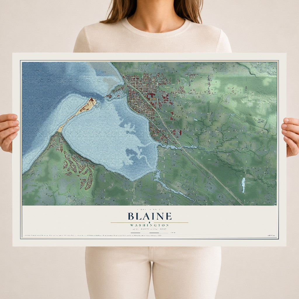 Map of Blaine, Washington, 18 x 24 inch unframed archival matte print