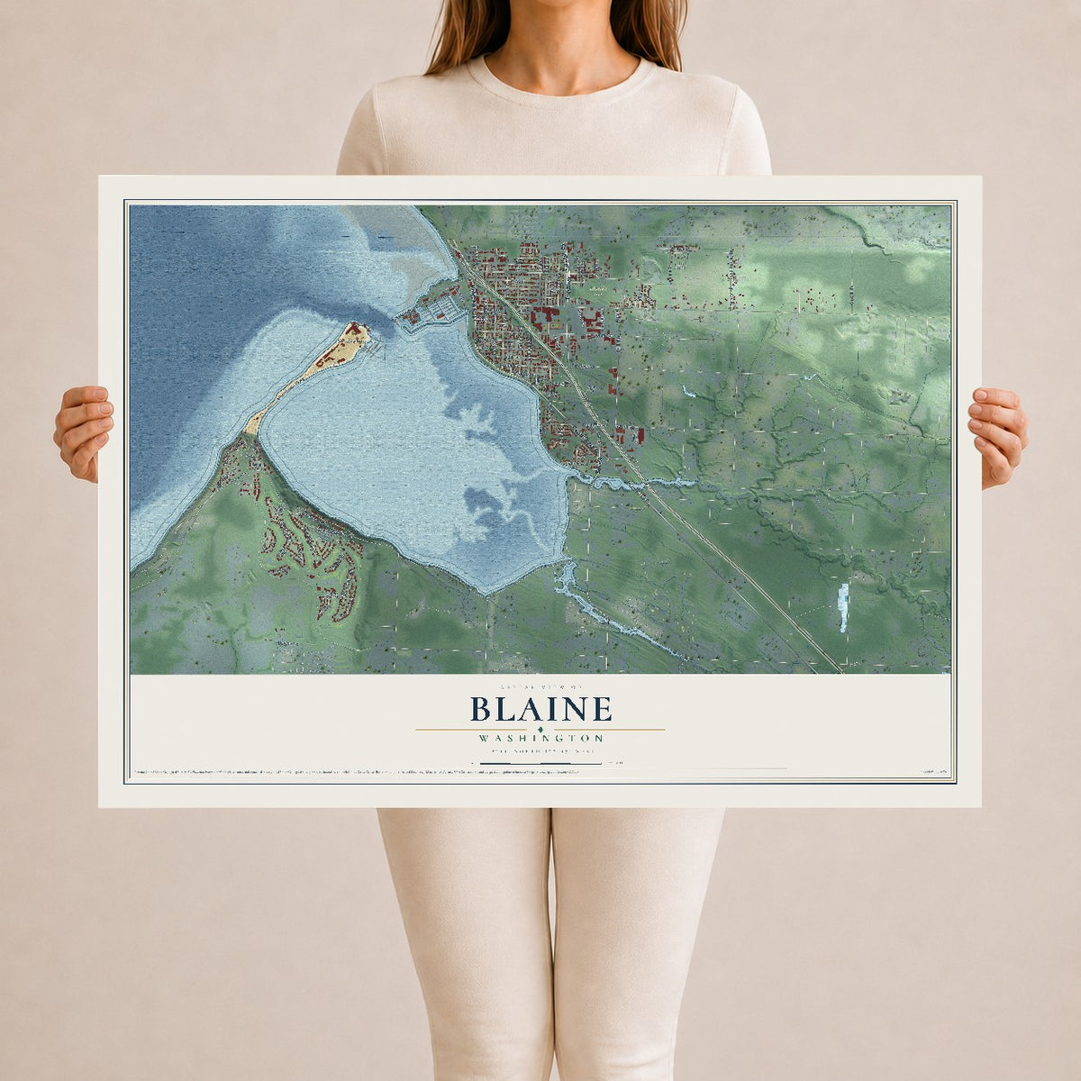 Map of Blaine, Washington, 24 x 36 inch unframed archival matte print