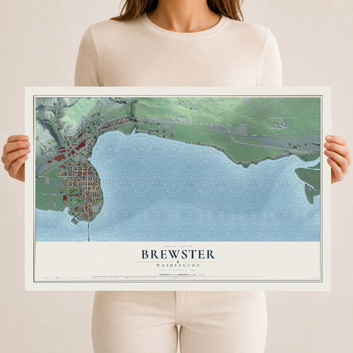 Map of Brewster, Washington, 12 x 18 inch unframed archival matte print
