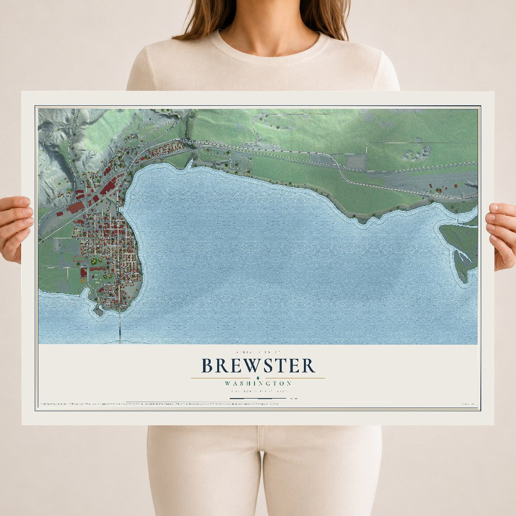 Map of Brewster, Washington, 18 x 24 inch unframed archival matte print