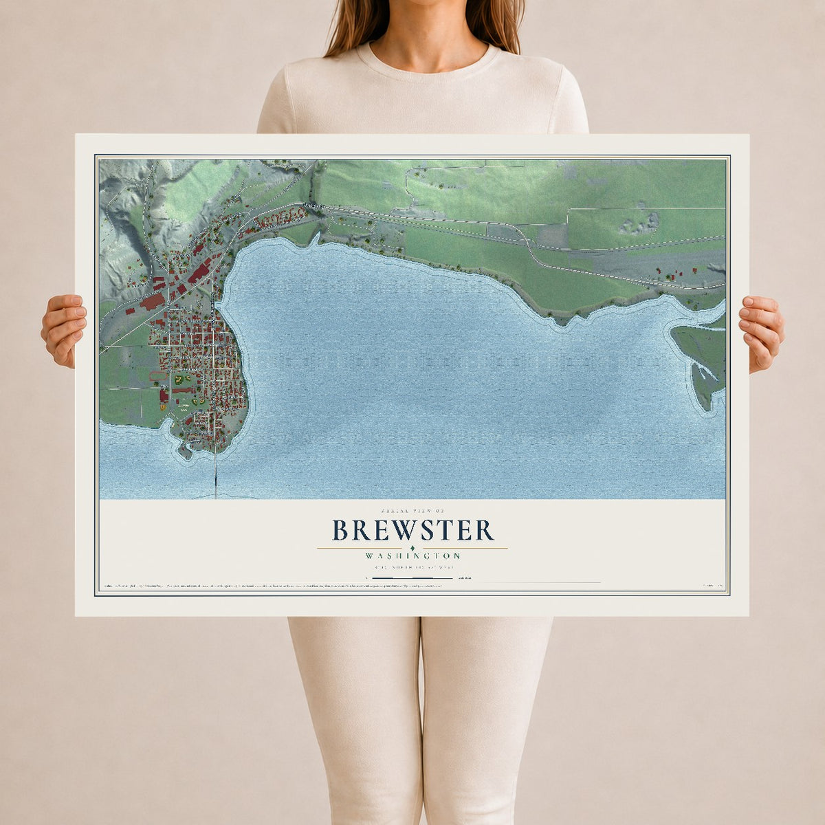 Map of Brewster, Washington, 24 x 36 inch unframed archival matte print