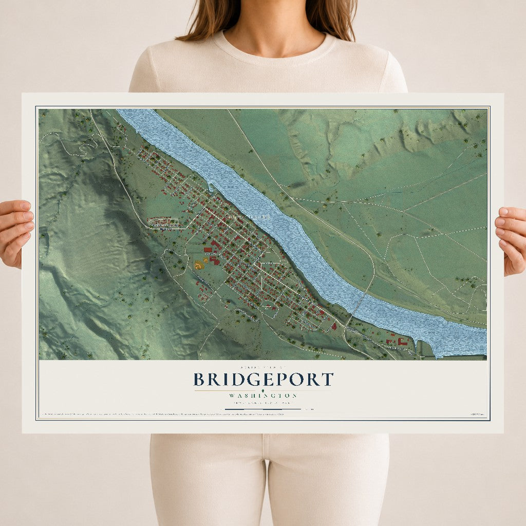 Map of Bridgeport, Washington, 18 x 24 inch unframed archival matte print