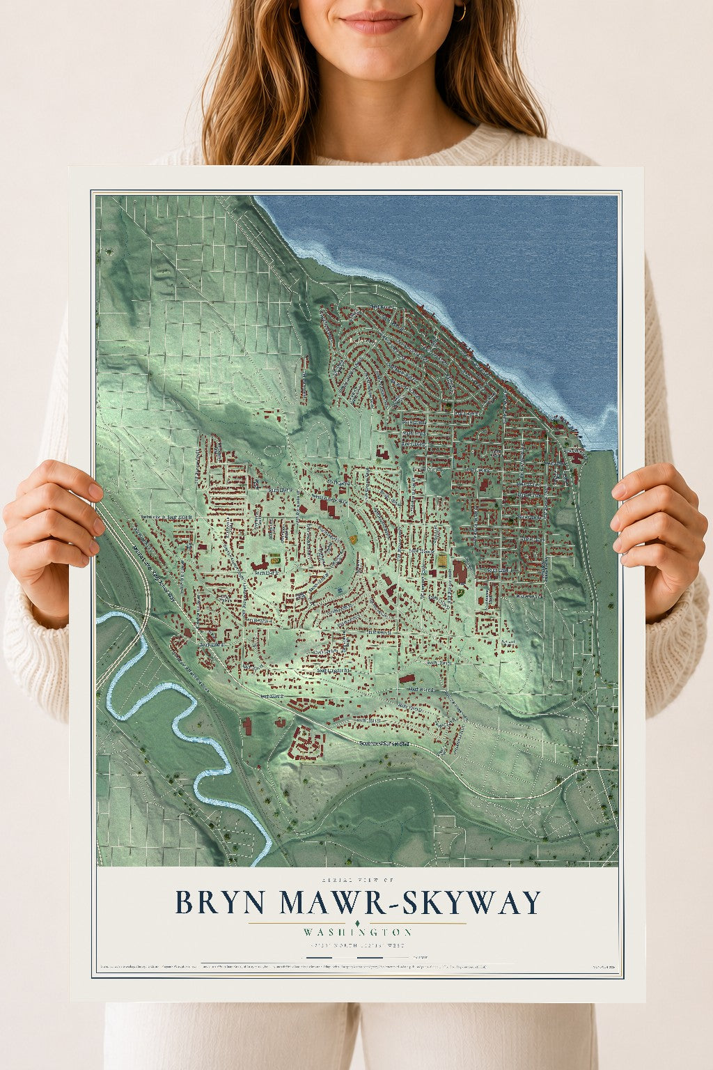 Map of Bryn Mawr-Skyway, Washington, 18 x 24 inch unframed archival matte print