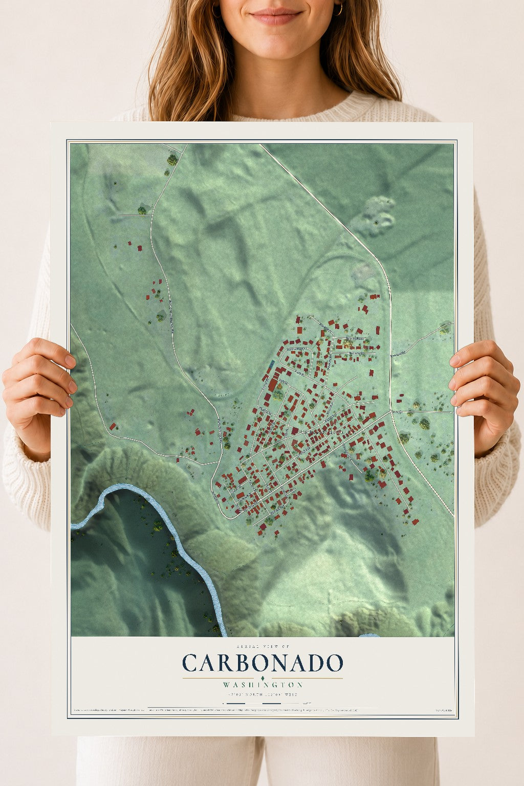 Map of Carbonado, Washington, 18 x 24 inch unframed archival matte print
