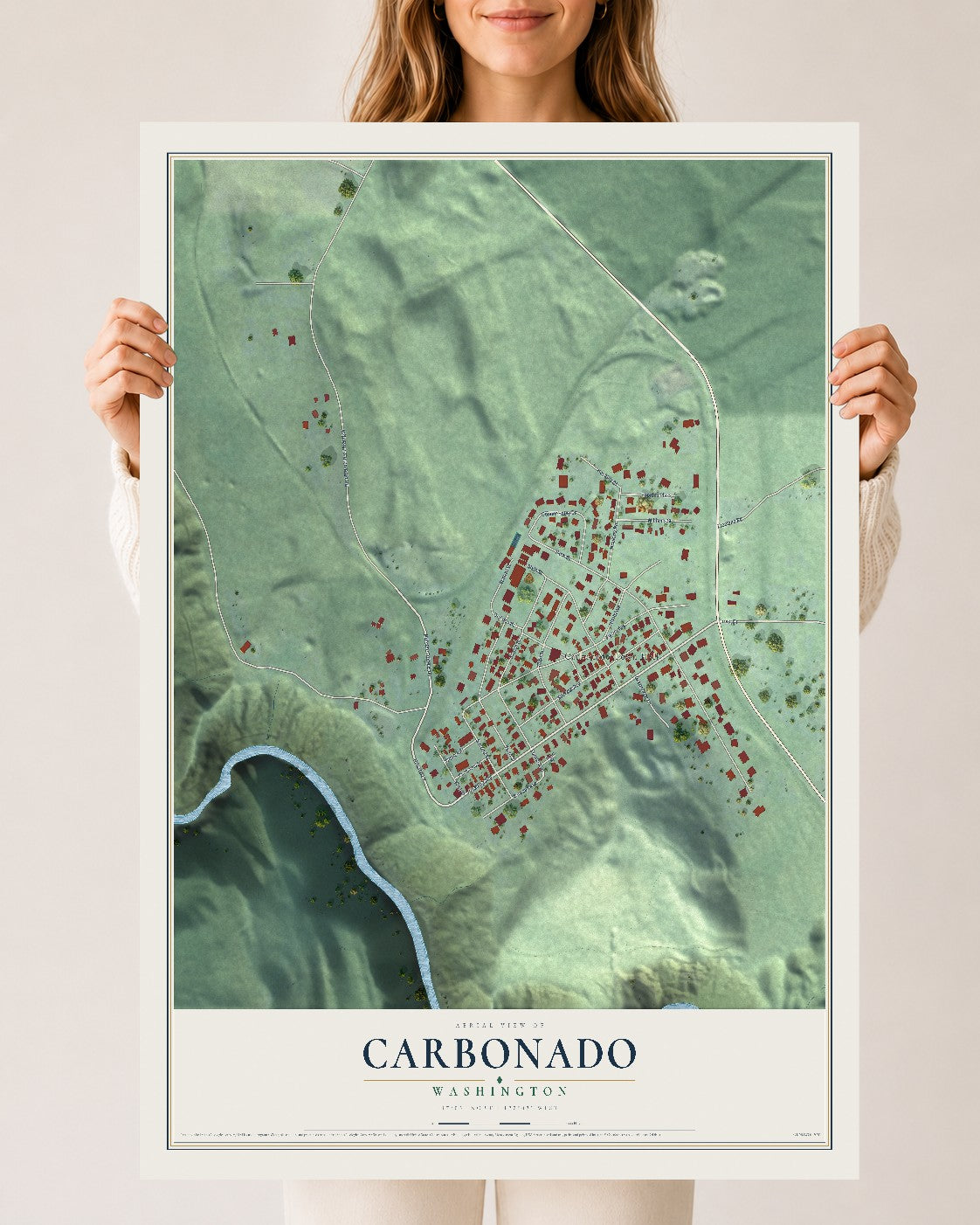 Map of Carbonado, Washington, 24 x 36 inch unframed archival matte print