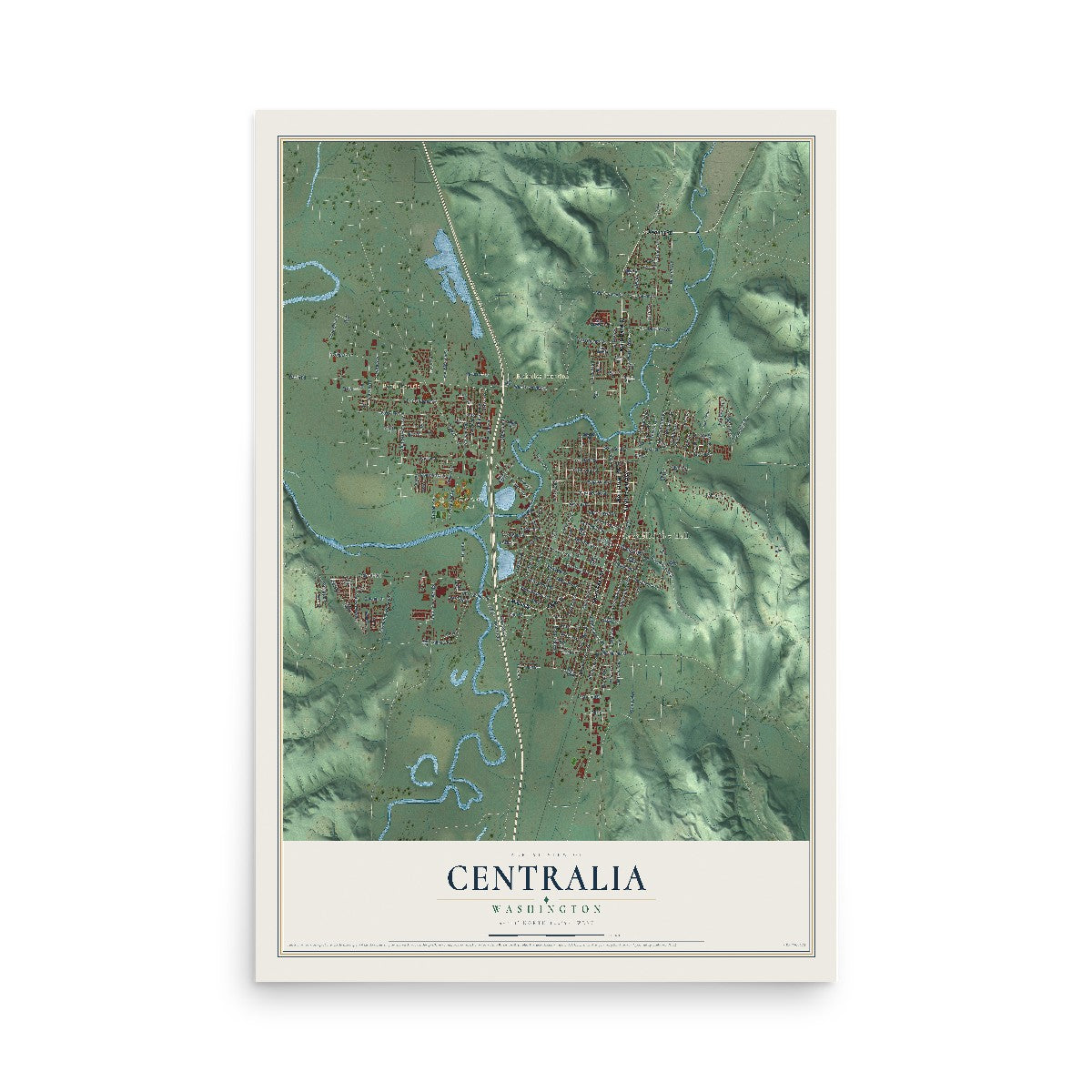 Map of Centralia, Washington, 12 x 18 inch unframed archival matte print
