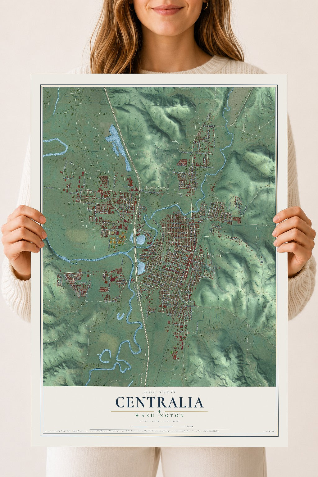Map of Centralia, Washington, 18 x 24 inch unframed archival matte print