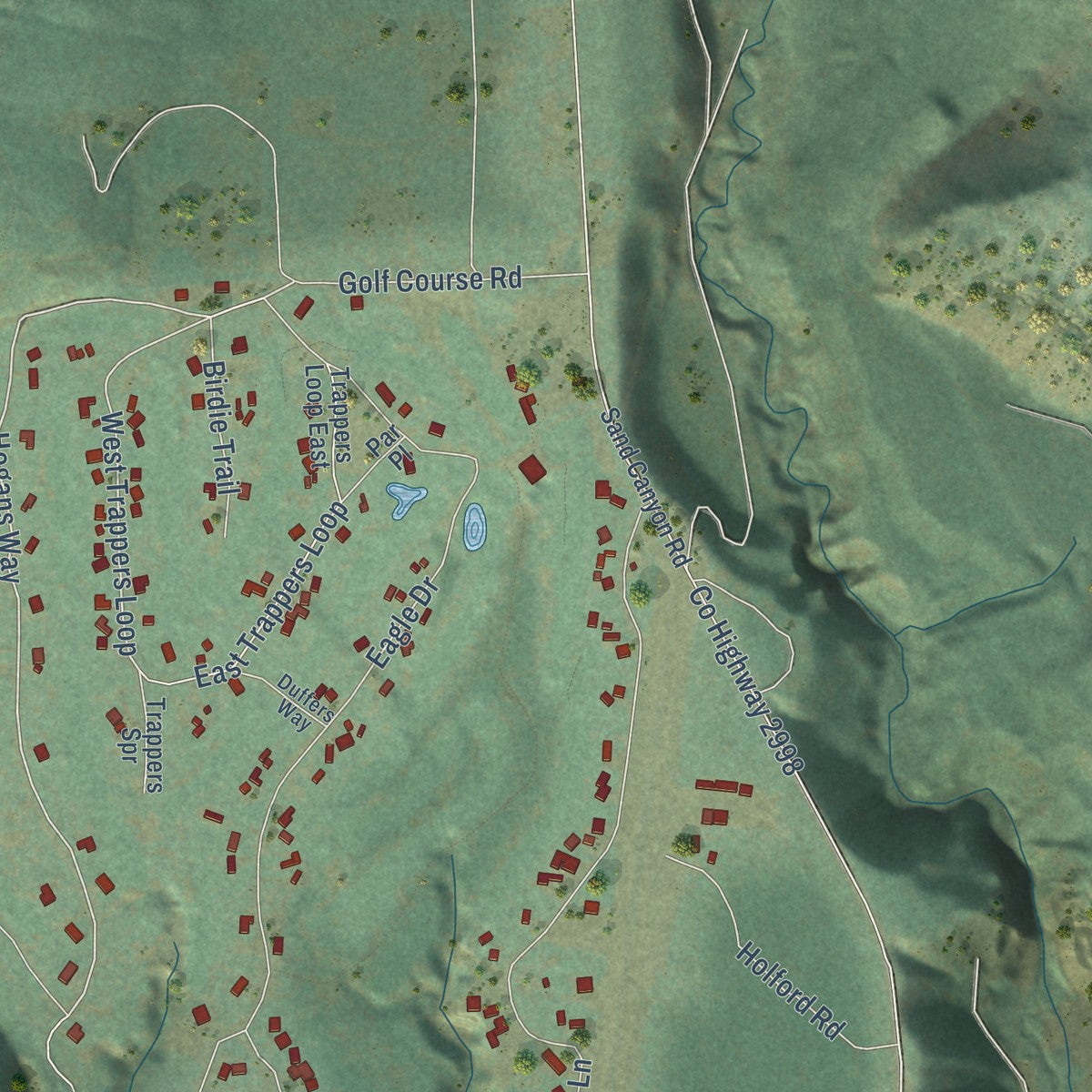 Second close-up of the map of Chewelah, Washington print showing more streets and buildings