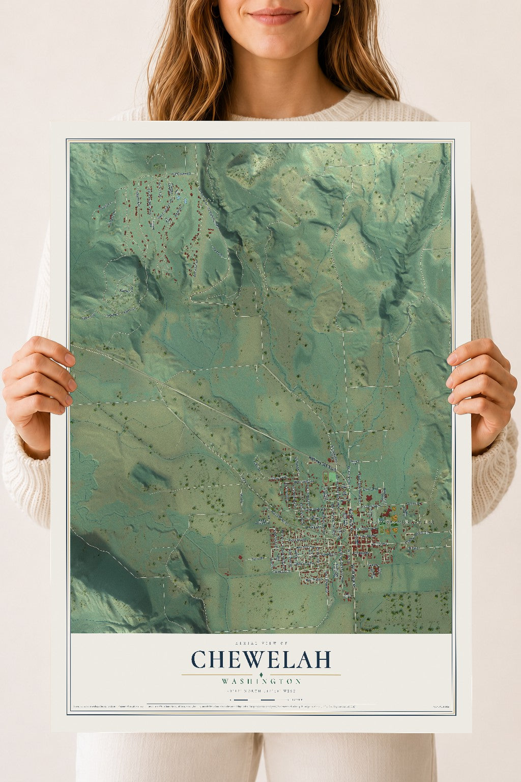 Map of Chewelah, Washington, 18 x 24 inch unframed archival matte print