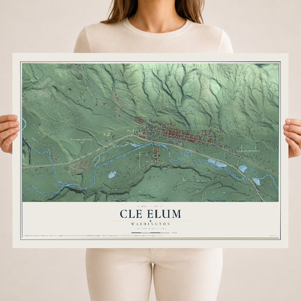 Map of Cle Elum, Washington, 18 x 24 inch unframed archival matte print