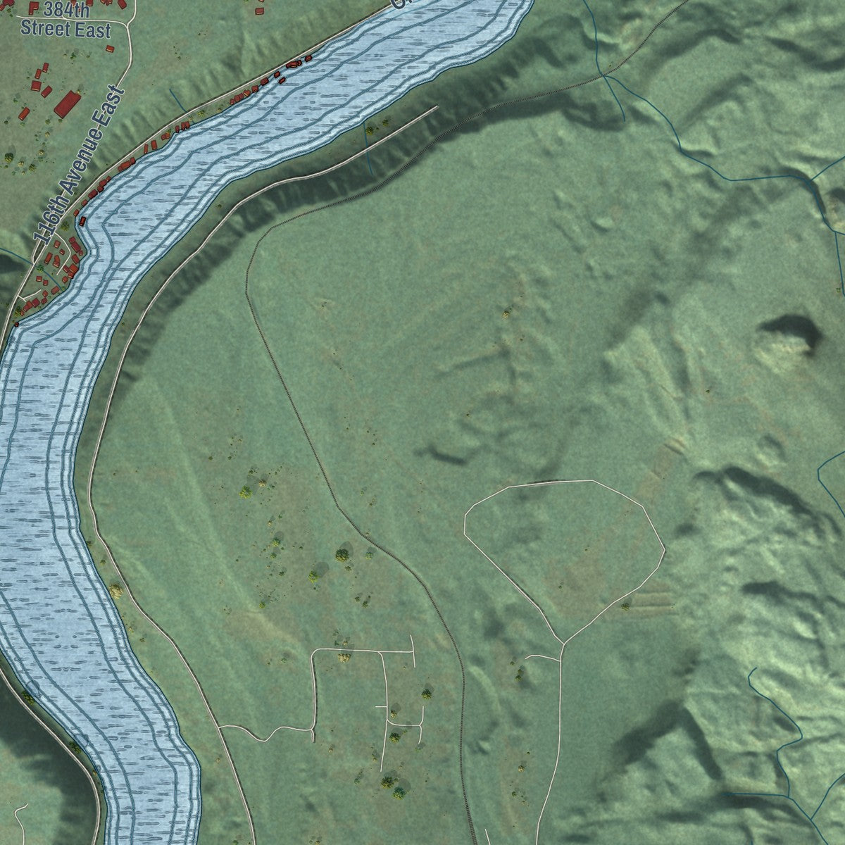 Close-up of the map of Clear Lake, Pierce County, Washington print showing street and building detail
