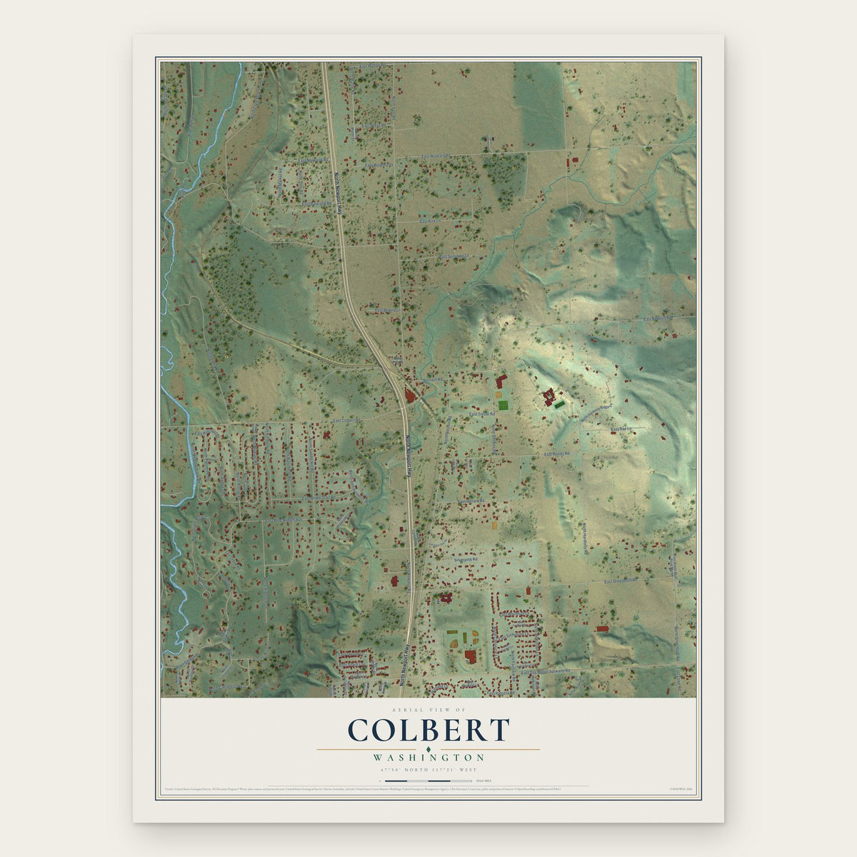 Colbert, Washington map print, the full design