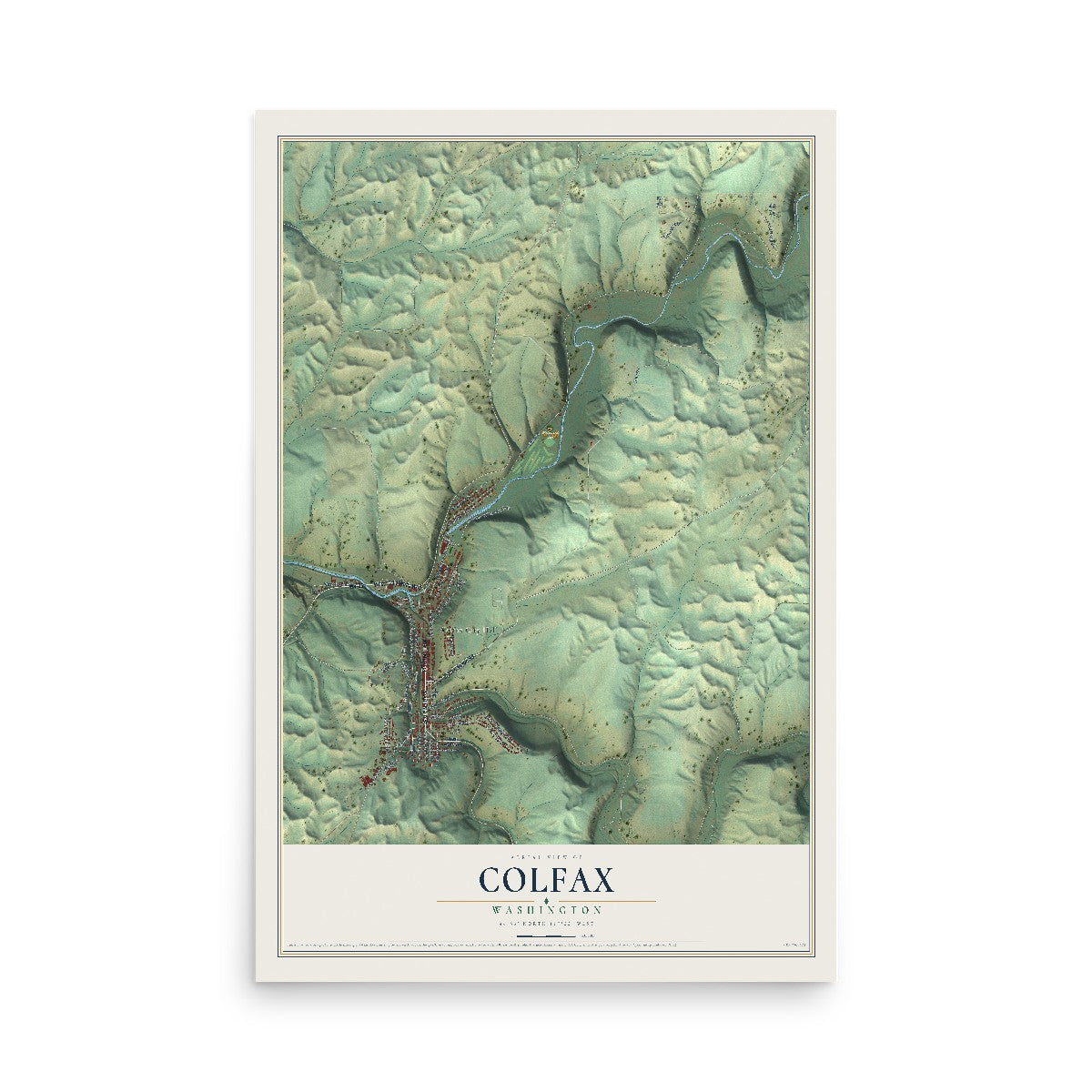 Map of Colfax, Washington, 12 x 18 inch unframed archival matte print