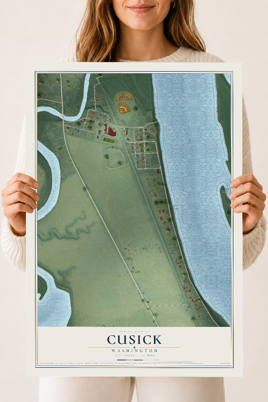 Map of Cusick, Washington, 18 x 24 inch unframed archival matte print