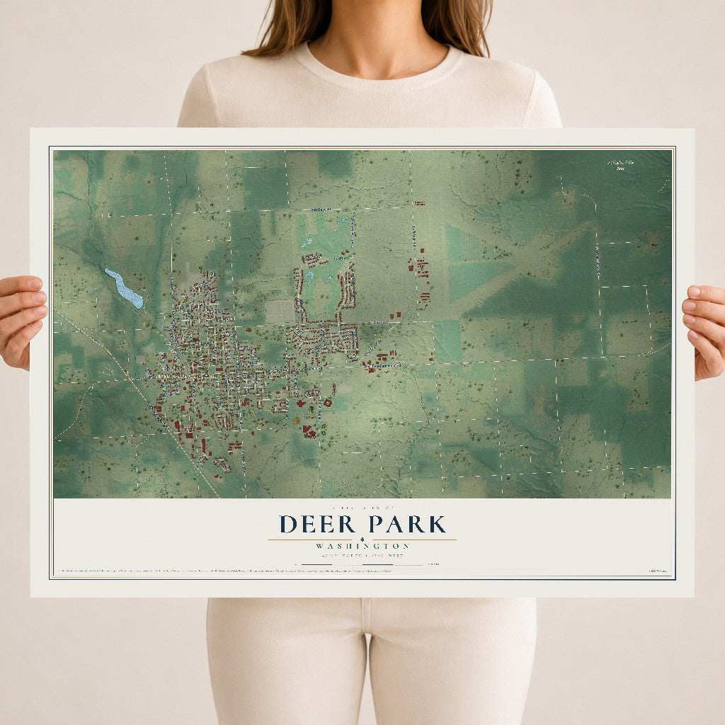 Map of Deer Park, Washington, 18 x 24 inch unframed archival matte print