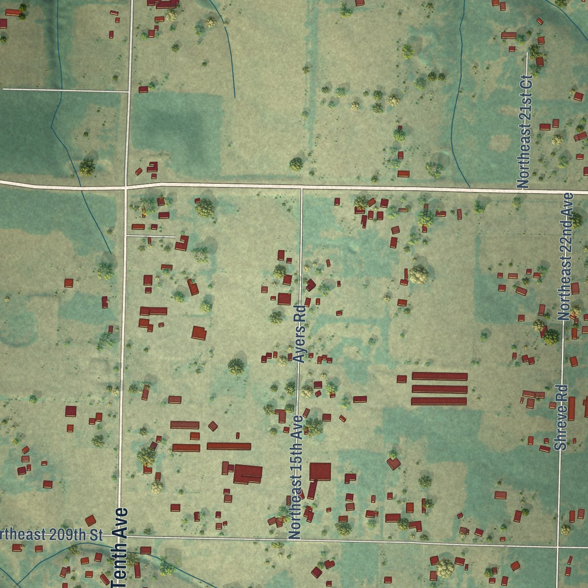 Close-up of the map of Duluth, Washington print showing street and building detail