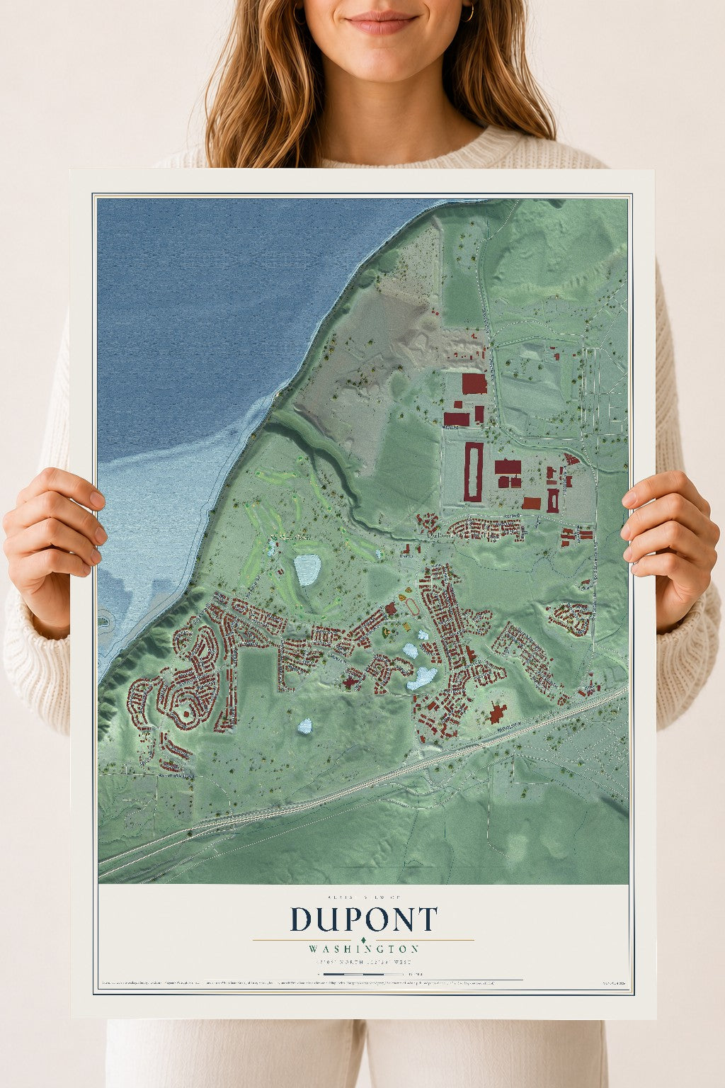 Map of DuPont, Washington, 18 x 24 inch unframed archival matte print